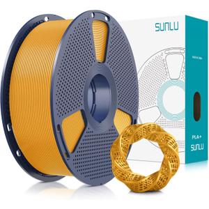 SUNLU 3D Printer Filament PLA Plus 1.75mm, SUNLU Neatly Wound 1.75mm PRO, PLA+ Filament for Most FDM 3D Printer, Dimensional Accuracy +/- 0.02 mm, 1 kg Spool(2.2lbs), Gold