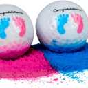 Gender Reveal Exploding Golf Balls Set for Gender Reveal Parties - ONE Wooden Tee, ONE Pink and ONE Blue Powder Filled Exploding Gender Reveal Golf Ball Included in Each Set