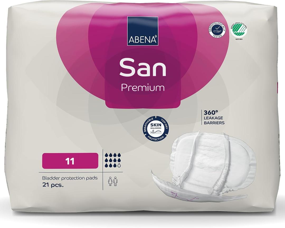 Abena San Premium Incontinence Pads, Heavy Absorbency, (Sizes 8 to 11), Size 11, 21 Count