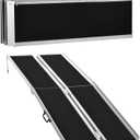 Portable Wheelchair Ramp 8FT, Folding & Wheelchair Ramps for Home Steps, Aluminum Threshold Ramp for Doorway, Front Porch, Entry, 600 Lbs Capacity (Black, 8ft)