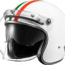 KYPARA DOT Approved Vintage Open Face Motorcycle Helmet with Open Face Helmet with Sun ShieldBubble Visor& Peak, Retro Half Helmet for Men & Women (It.White, M)