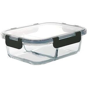 1 Pack Glass Meal Prep Containers 2 Compartments,Glass Food Storage Containers with Lids,Airtight Glass Lunch Bento Boxes,BPA Free,Oven,Freezer and Dishwasher Safe