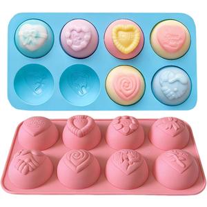 2PCS Valentine Chocolate Molds Round Heart Silicone Mold Non-Stick Love Rose Silicone Chocolate Bomb Molds for Baking Chocolate,Mini Cakes,Candy,Gummy, Ice Cubes