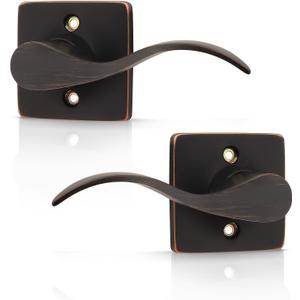 GOBEKOR 1 Pack Door Handles Oil Rubbed Bronze Dummy Door Lever Wave Interior Closet Door Handle for Lef and Right-Handed Doors
