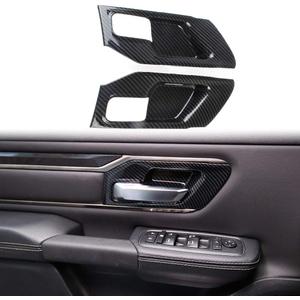 Korlot Carbon Fiber Style Interior Door Handle Bowl Panel Cover Trim for Dodge Ram 1500 2019+ (2 Doors)
