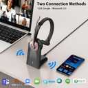 Wiressless Headset with Mic for Work, Bluetooth Headset with Noise Cancelling Microphone, On Ear Wireless Headphones with USB Dongle & Charging Base & Mute Function for Work from Home Computer Office