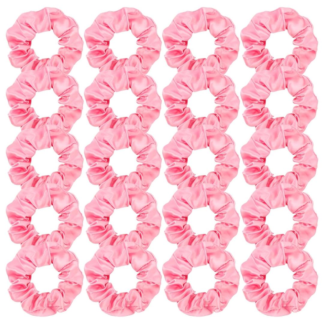 YISSION 20 Pcs Pink Satin Hair Scrunchies for Women Girls Silk Hair Ties Fashion Hair Bands Ponytail Holders Pink Hair Accessories for Women Girls