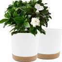 QCQHDU 10 inch Plant Pot, 2 Pack Planters for Indoor Plants with Drainage Holes & Saucer, Outdoor Flower Pots Home Garden Modern Decor