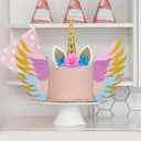 LUOEM Glitter Cake Toppers with Wings 3 Pcs Edible Cake Decorations for Birthday Baby Shower Wedding Party and Home Celebration