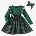 Baby Toddler Girl Fall Winter Clothes Christmas Outfit Xmas Plaid Dress Christmas Dress (100)