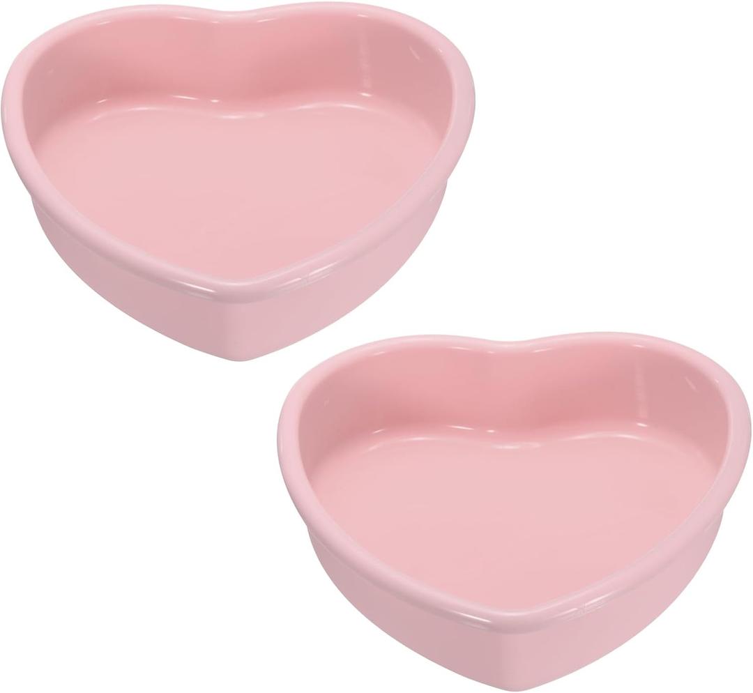uxcell 2-Piece Silicone Heart Shaped Cake Pans, 12 Inch Non-Stick Heart Cake Molds, Pink