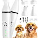 oneisall 4-in-1 Cordless Dog Grooming Kit with 2-Speed Clippers, Low Noise Paw Trimmer & Rechargeable Quiet Nail Grinder for Dogs and Cats (White)