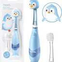 Papablic Toddler Sonic Electric Kids Toothbrush for Ages 1-3 Years, Baby Electric Toothbrush with Cute Penguin Cover and Smart LED Timer, 2 Brush Heads (Pippin)