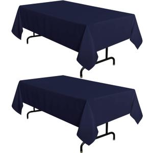 sancua 2 Pack Navy Tablecloth 60 x 102 Inch, Rectangle 6 Feet Table Cloth - Stain and Wrinkle Resistant Washable Polyester Table Cover for Dining Tables, Buffet Parties and Camping