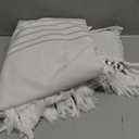 Farmhouse Grey Shower Curtain Cotton Striped Shower Curtains for Bathroom with Tassel 72" W X 78" L