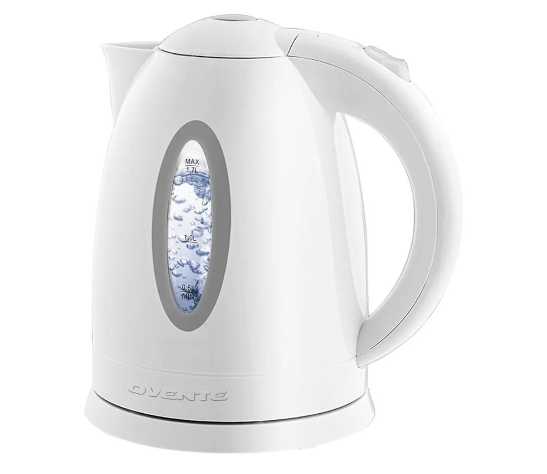OVENTE Electric Kettle, 1.7L Fast Boiling Water Heater for Coffee or Tea, BPA Free with Water Level Gauge, Auto Shut-Off, Boil-Dry Protection, Indicator Light and Removable Filter, White KP72W