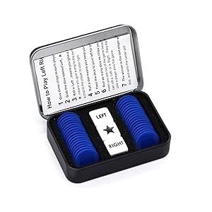 Right Left Center Dice Game Set with 3 Dices + 36 Chips - Green