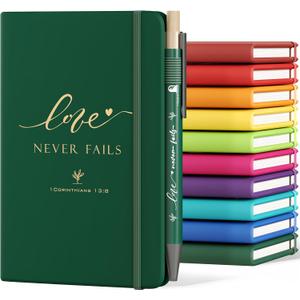 10 Sets Christian Bible Notebook Prayer Journal Bulk A6 Pocket Notebook with Pens for Women Men Family Teacher Sunday Church Christmas Bulk Gifts Box