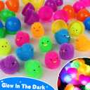 18 Pack Easter Eggs Filled Chick Duck LED Puffer Balls Easter Basket Stuffers for Kids Boys Girls, Light Up Squeeze Sensory Ball Fidget Toys for Easter Egg Fillers Easter Egg Hunt Party Favor Gifts