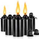 Torch Replacement Canisters, Table Top Torch Canister, Citronella Torch Refill Canister with Wicks and Covers, Patio Metal Torch for Luau Party, DIY Garden Decor (Round lid 12oz-6pcs)