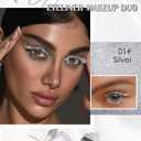Silver Glitter Mascara + Eyeliner Pen Set, Shimmer Volume Colorful Mascara, Sparkling Liquid Eyeliner, Waterproof, High-Pigmented, All-Day Wear Shine Eye Makeup for Dazzling Looks