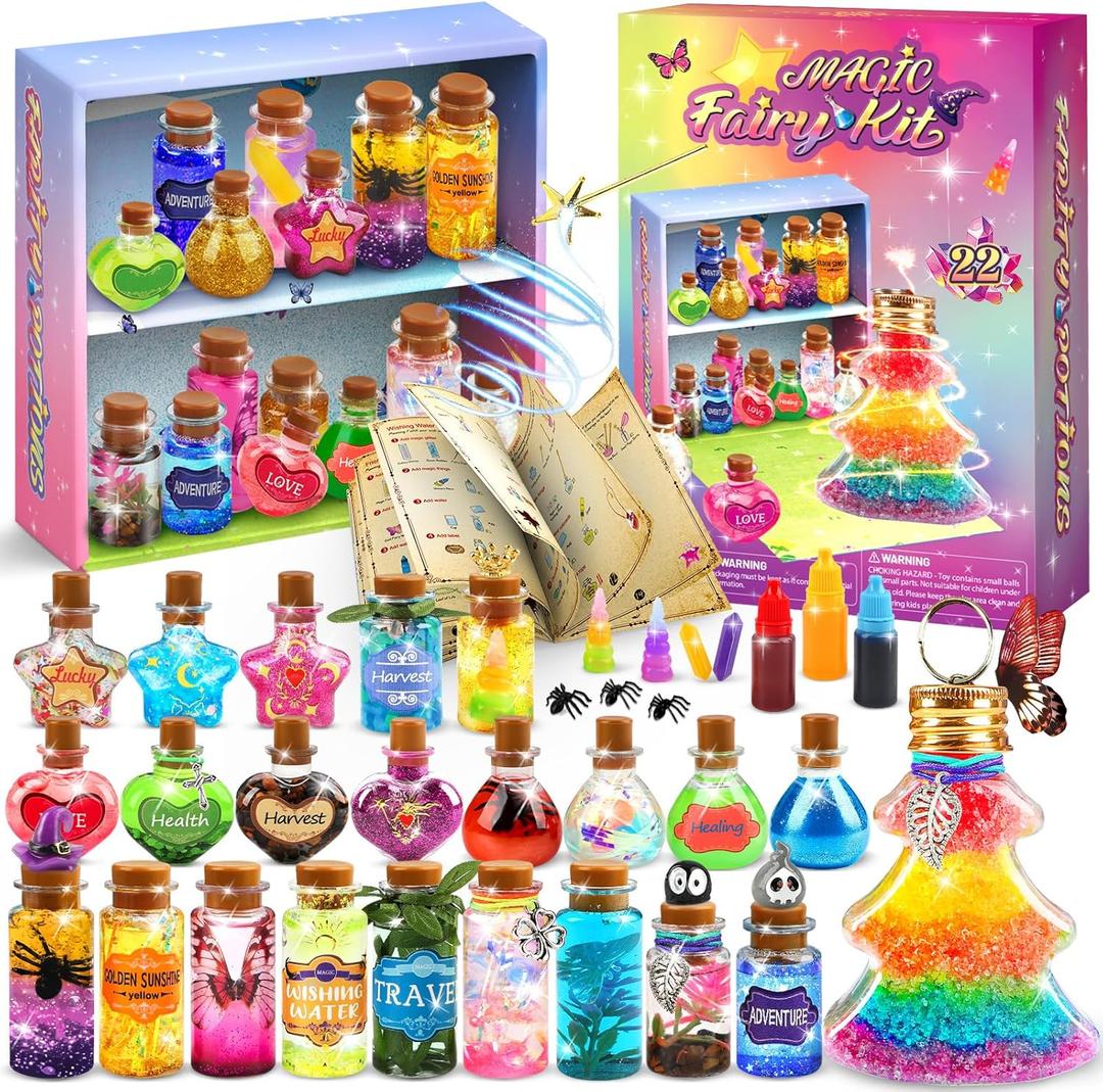 Potion Magic Craft Kits for Kids, 22 Fairy DIY Magic Mix Wizard Potion Bottles, Party Decorations Witch Toy Birthday Gifts for 6-12 Year Old Girls Boys, Mystery Halloween Arts Crafts for Kids