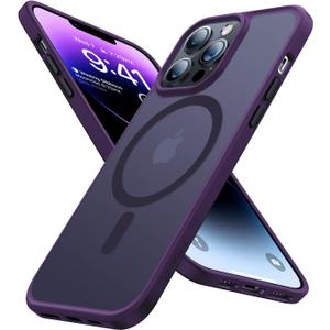 TORRAS Magnetic Designed for iPhone 13 Pro Max Case, [Military Grade Drop Tested] [Compatible with MagSafe] Shockproof Translucent Hard Back Soft Slim Protective Case for iPhone 13 Pro Max, Purple