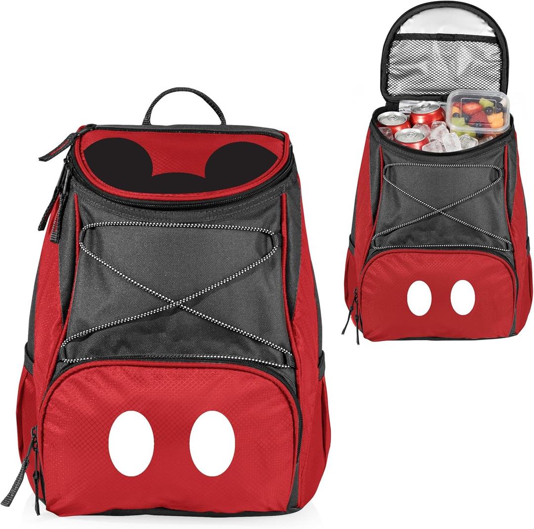 Picnic TIME Disney Backpack Cooler, Insulated Soft Cooler Backpack, Waterproof Lunch Bag, Portable Hiking Ice Chest for Beach, Picnic, Camping & Travel (Disney Mickey Mouse - Red With Gray Accents)