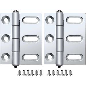 2 Pack Door Butt Hinges Cabinet Hinges with Flat Head Screws,Adjustable Hole Spacing Range 3/5inch,3.35inch x 2.48inch,Silver