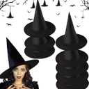 2 x 8Pcs Floating Witch Hats, Halloween Witches Hats Decor, Floating Porch Indoor Outdoor Hocus Pocus Decor Party Supplies, Black