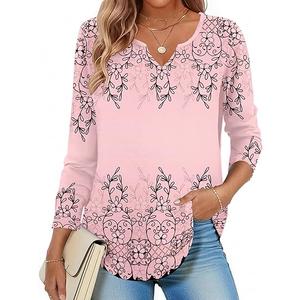 Zeagoo Long Sleeve Shirts for Women Fall V Neck Tops Casual Dressy Blouse Boho Tunic Business Work Clothes School Outfit Size M