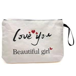 Personalized Small Makeup Bag for Purse – Cotton Canvas Zipper Pouch, Travel Cosmetic Organizer, Gift for Sister, Bridesmaid, Best Friend, School
