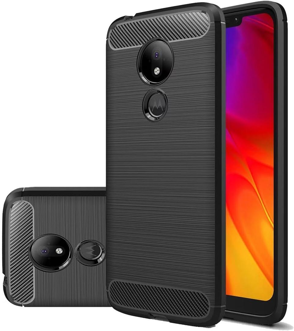 Case for Moto G7 Power/Moto G7 Supra/Moto G7 Optimo Maxx XT1955 Case, Slim Thin Carbon Fiber Phone Case TPU Back Cases Anti-Scratch Shockproof Protective Cover for Motorola Moto G7 Power Black