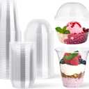 Lilymicky 50 Sets 12 oz Clear Plastic Parfait Cups with Insert & Dome lids, Disposable Yogurt Fruit Cups for Kids, for Dips and Veggies, Dessert and Party Snacks