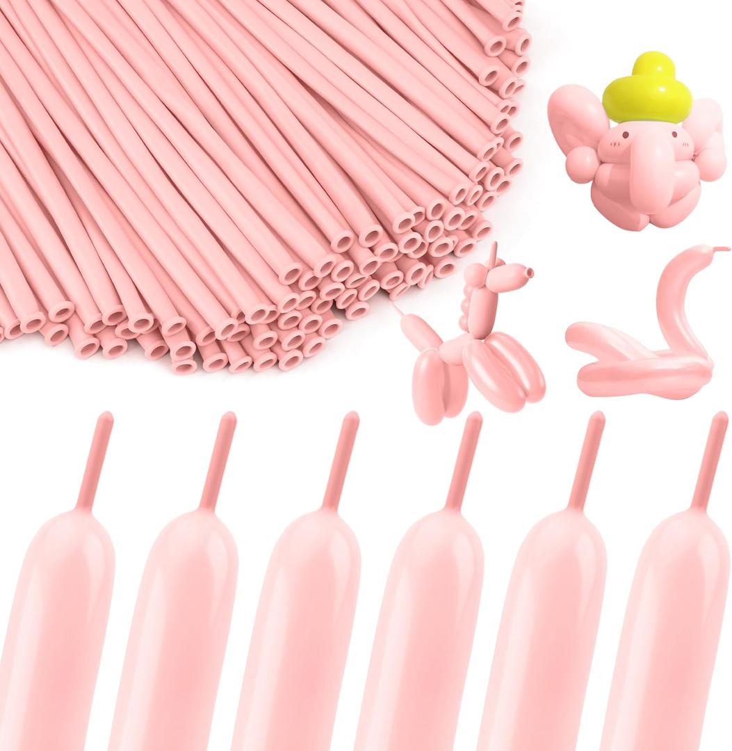 Pink 260 Balloons Pink Long Balloons for Tying Balloon Arch Latex Balloon 100 Pcs Macaron Pink Balloons Long Skinny Balloons Pink 260Q Balloons for Party Supplies Gender Reveal Wedding Decorations