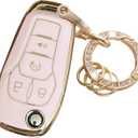 for Ford Key Fob Cover Key Protective Flip Key Shell Holder Fit for Ford Fusion N5F-A08TAA (Pink)