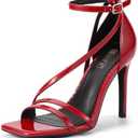 IDIFU IN4 Strappy Heels for Women Sexy High Stiletto Square Open Toe Heels Dress Shoes for Women Dressy Wedding Prom Bridal Bridesmaid Shoes Ankle Strap Heeled Sandals Comfortable Cute Trendy Heels Size 7.5