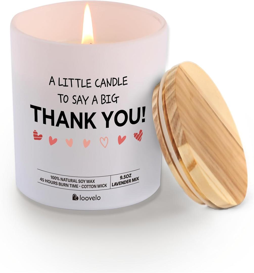 A Little Candle to Say A Big Thank You Gifts for Men Women Boss Coworker Friends Friendship Appreciation Gifts Scented Candle Home Office Jar Candles Sage Floral Lavender Scent Soy Wax 9.5 oz