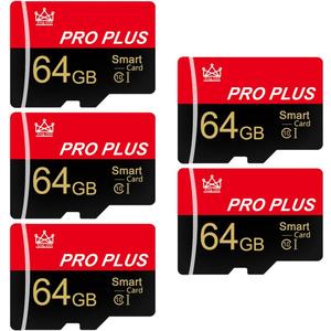 5 Pack TF Card 64GB with Adapter, High Speed Memory Card, UHS-I C10 A1 Memory TF Card for Tablet/Mobile Phone/Camera/Car Audio/Game Console (64GB-5 Pack)