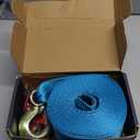 Boat Trailer Winch Strap with Safety Hook & Protective Work Gloves, 2" x 20ft - 12,000 lbs Break Strength, Marine Grade Replacement Kit for PWC, Pontoon & Fishing Boat Hand Winch, Blue