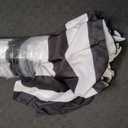 JEAREY 9' 2-Tiers Patio Umbrellas Outdoor Market Table Umbrella w/ Push Button Tilt/ Crank, 8 Sturdy Ribs, UV Protection Waterproof Sunproof(Black Stripe)