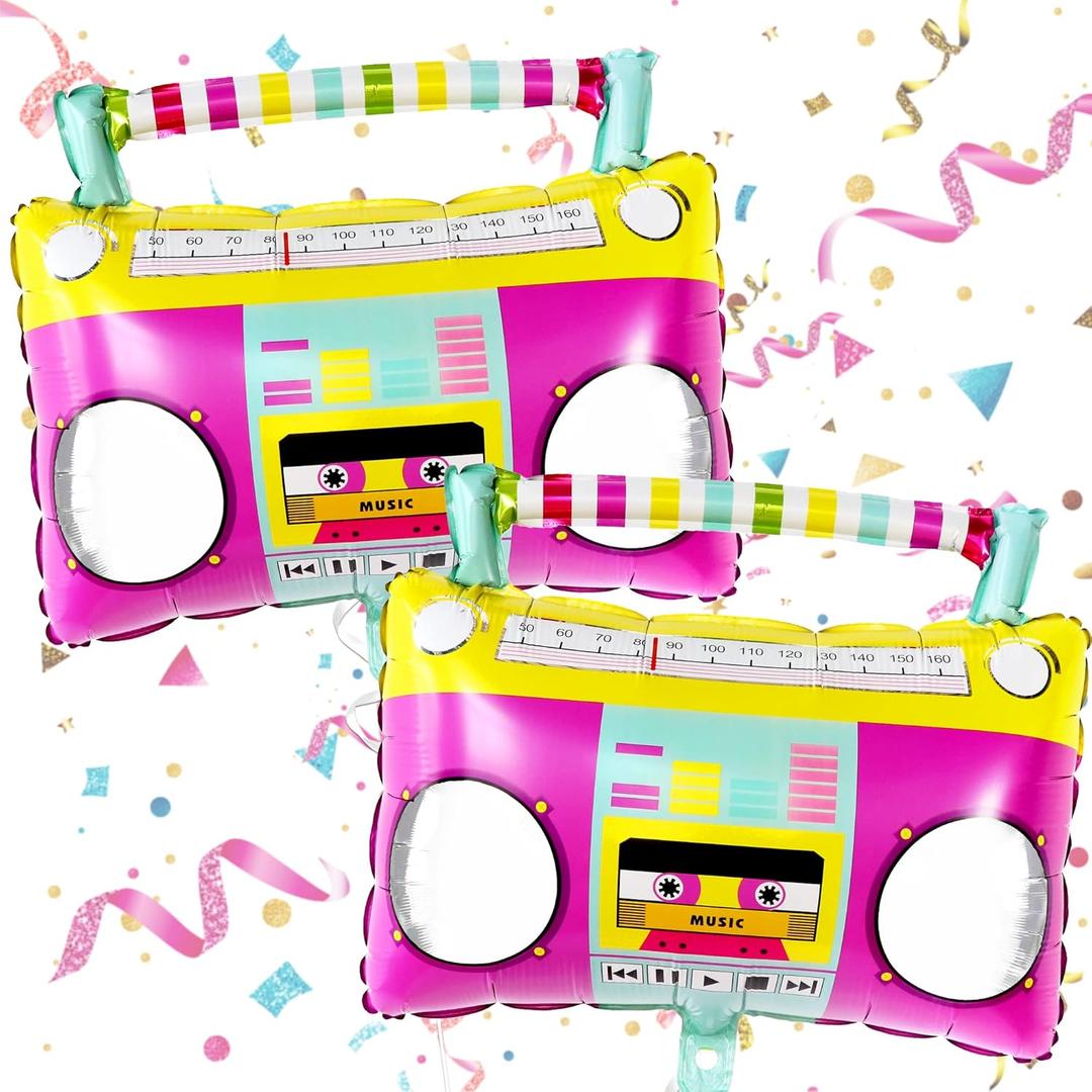KatchOn Large Boombox Balloon Set - 22 Inch | 90s and Disco Party Decorations | 80s Boom Box Balloons for Roller Skate Parties