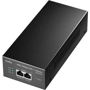 CUDY 794781 90W 10G Gigabit PoE/PoE+/PoE++ Injector up to 90 m, POE400X Black