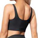 AKASO Womens Longline Sports Bra Tank Top Padded Workout Running Yoga (Black, L)