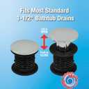 DANCO 2-in-1 Bathtub Hair Catcher Strainer and Stopper | Drain Protector Snake, Snare & Auger | Hair Drain Clog Prevention (10772),Bathtub - Chrome