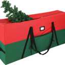 YAFF 9ft Christmas Tree Storage Bag, 600D Oxford Fabric Xmas Artificial Tree Storage Bags Wide Open and Dual Zippers Tree Storage Box Protects From Moisture and Dust, Tree Storage Bin, GreenRed
