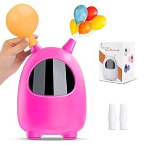 Electric Air Balloon Pump, Portable Dual Nozzle Air Balloon Blower Machine Inflate Balloon Pump Inflator for Party Decoration (Rose Red)