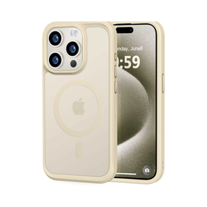 MOCCA Strong Magnetic for iPhone 15 Pro Case, [Compatible with Magsafe][13FT Military Drop Protection] Slim Translucent Matte Shockproof Case for iPhone 15 Pro Phone Case 6.1'', Light Gold Pack of 2