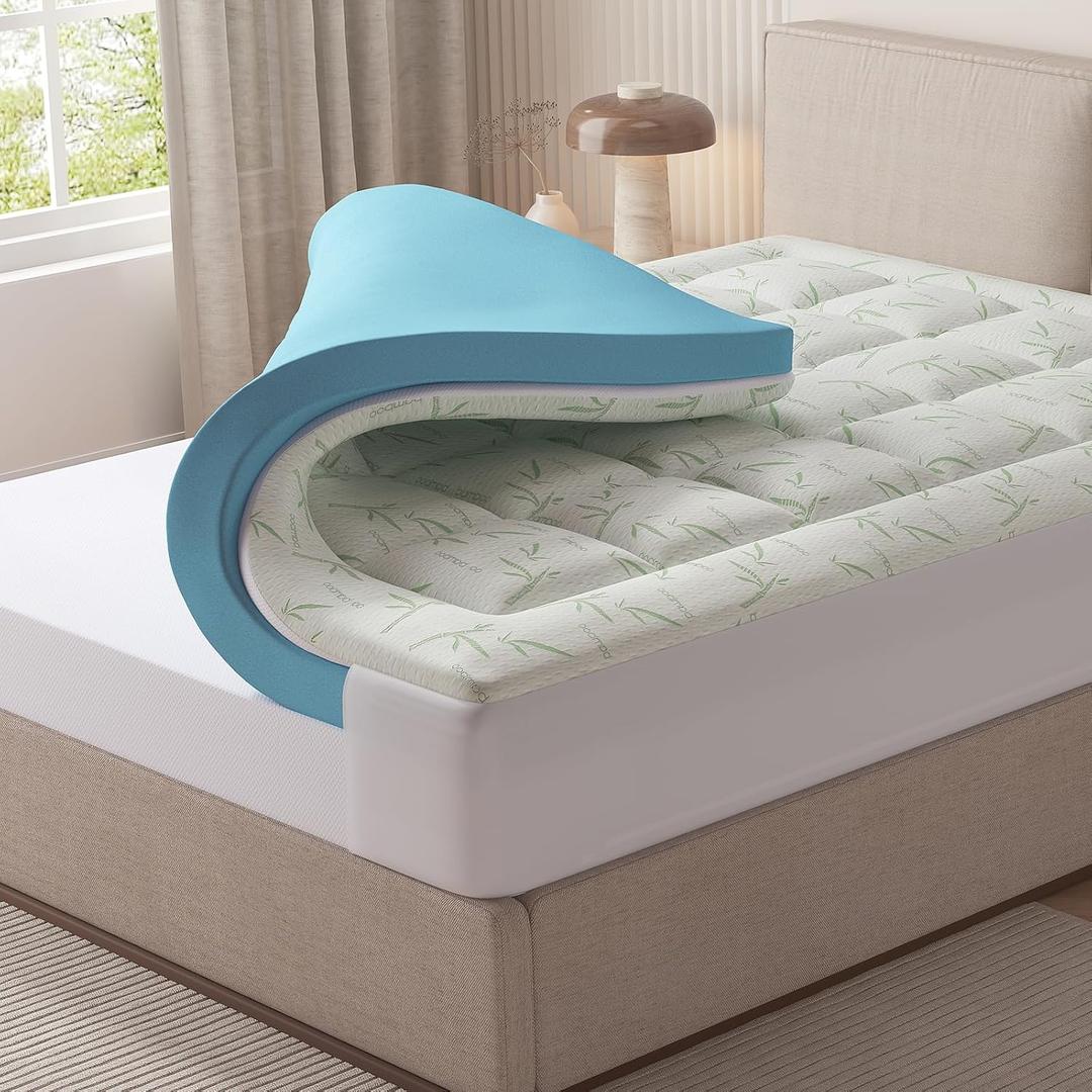 NEWBULIG 3 Inch Queen Dual Layer Memory Foam Mattress Topper
