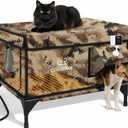 Indestructible Heated Cat House with Pet Camera for Outside Winter, 100% Waterproof, Escape Door, Insulated Outdoor Cat Shelter with Heater for Feral Barn Cat Kitty (Desert Camouflage, 25.5"x16"x18")